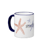 Starfish ringer mug - navy blue   11 oz.