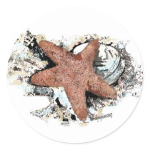 Starfish Round Sticker by carrollgraphix Starfish Round Sticker