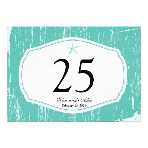Starfish Rustic Beach Table Number Card