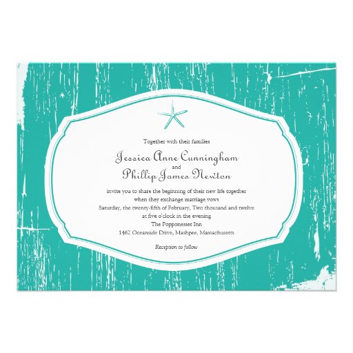 Starfish Rustic Beach Wedding Custom Invitation