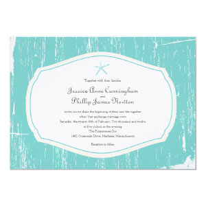 Starfish Rustic Beach Wedding 5x7 Paper Invitation Card