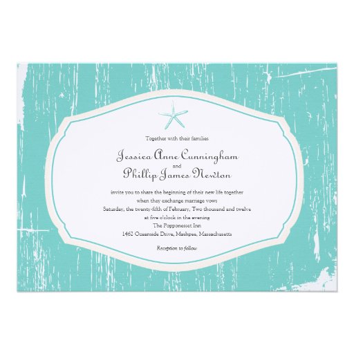 Starfish Rustic Beach Wedding Invitations