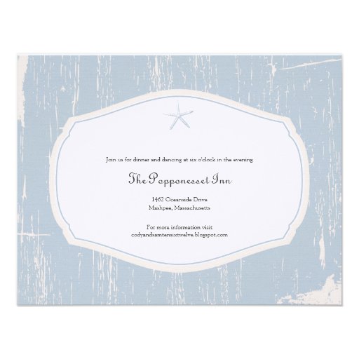 Starfish Rustic Beach Wedding Reception Personalized Invites