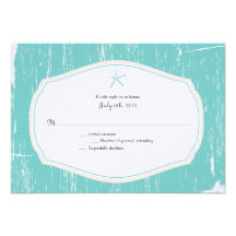 Starfish Rustic Beach Wedding RSVP Custom Invitations