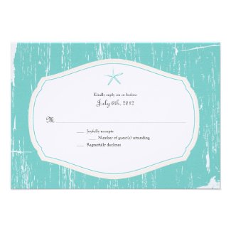 Starfish Rustic Beach Wedding RSVP Custom Invitations