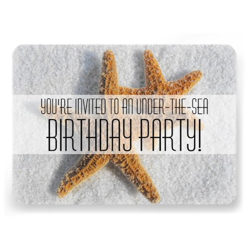 Starfish Sand Beach Ocean Theme Birthday Party Custom Invites