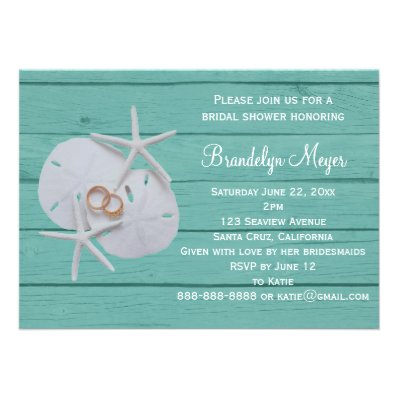 Starfish Sand Dollar Bridal Shower Invitations