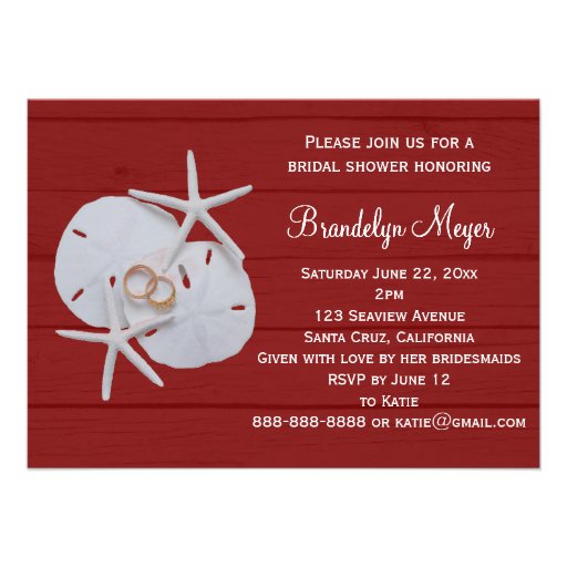 Starfish Sand Dollar Bridal Shower Invitations