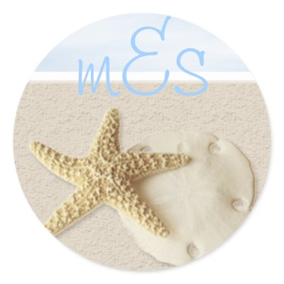 Starfish & Sand Dollar • Customize Me. Round Stickers by EverAfter
