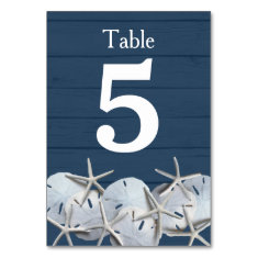 Starfish Sand Dollar Wedding Table Number Cards Table Card