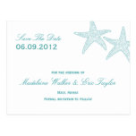 Starfish Save The Date Postcard - Turquoise