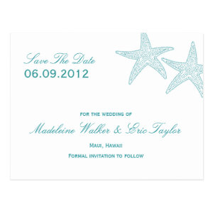 Starfish Save The Date Postcard - Turquoise Post Card