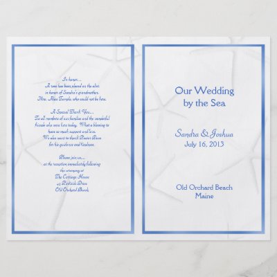 Starfish Summer Wedding Program Template Folded Flyer Design by 