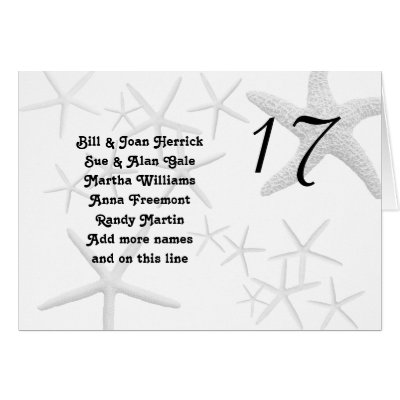 Starfish Table Guest List Card