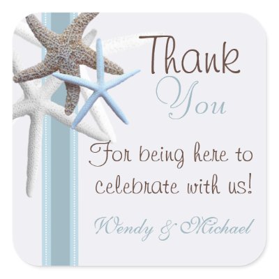 Starfish Thank You Personalized Wedding Sticker