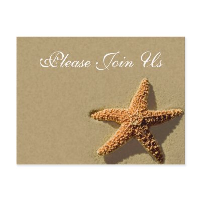 Photo Postcard Wedding Invitations on Starfish Tropical Event And Wedding Invitation Postcard