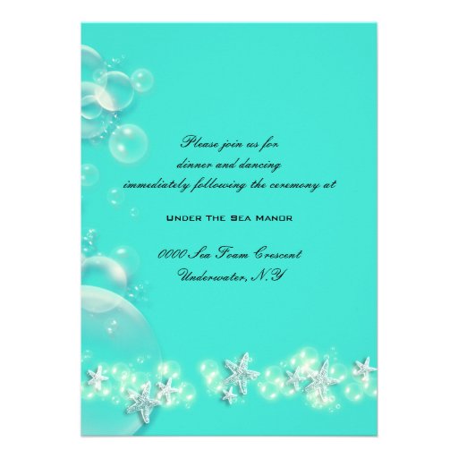 Starfish turquoise blue white wedding personalized invitation