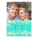 Starfish turquoise blue white wedding invitation