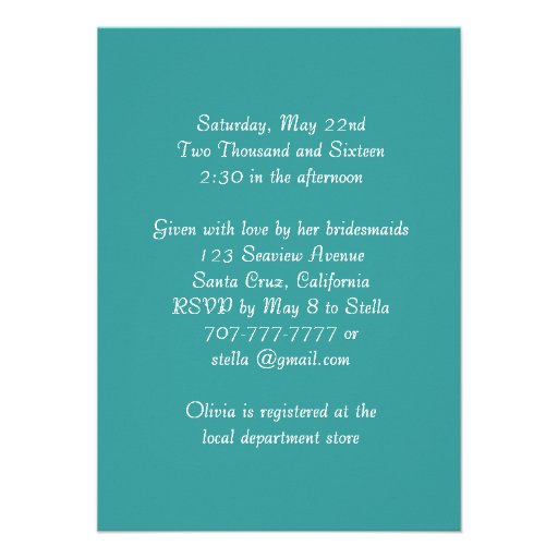 Starfish Wedding Cake Bridal Shower Invitations