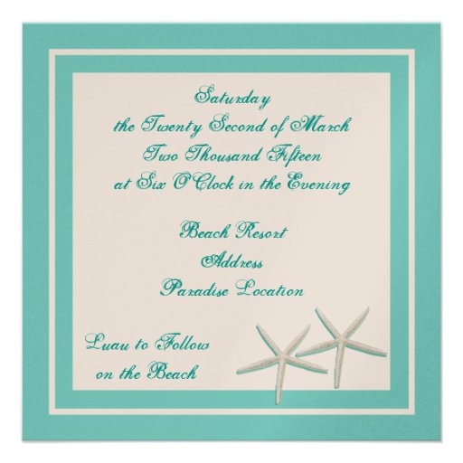 Starfish Wedding Invitation
