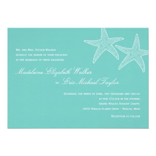 Starfish Wedding Invitation - Blue