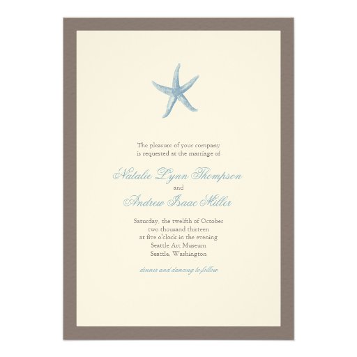 Starfish Wedding Invitation - BLUE