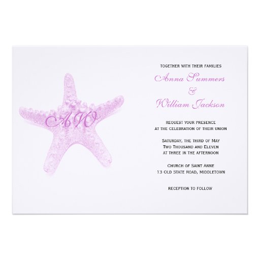 Starfish Wedding Invitation - Pink
