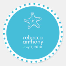 starfish wedding label round sticker