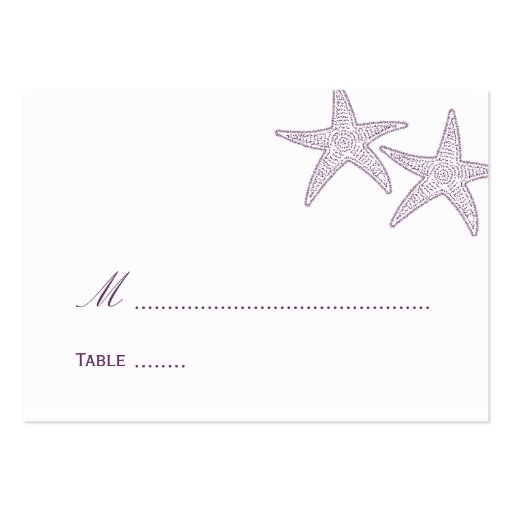 Starfish Wedding Place Card - Purple Business Card Template (front side)