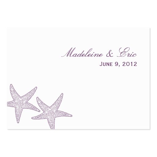 Starfish Wedding Place Card - Purple Business Card Template (back side)