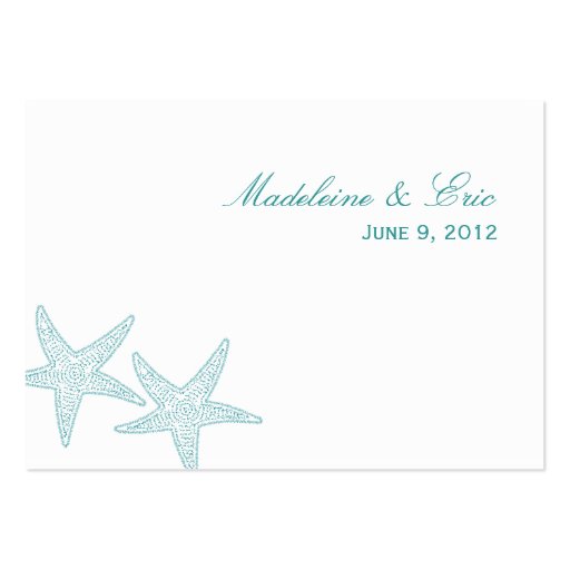 Starfish Wedding Place Card - Turquoise Business Card Template (back side)