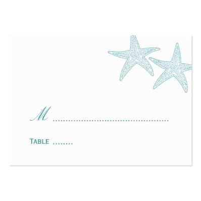 Starfish Wedding Place Card - Turquoise Large Business Card