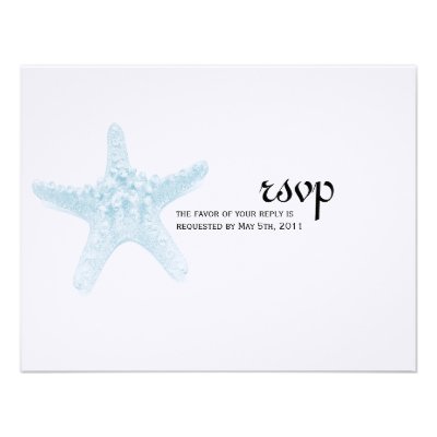 Starfish Wedding RSVP Card - Blue Personalized Invitations