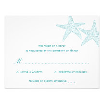 Starfish Wedding RSVP Card - Turquoise Personalized Invite