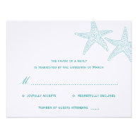 Starfish Wedding RSVP Card - Turquoise Personalized Invite
