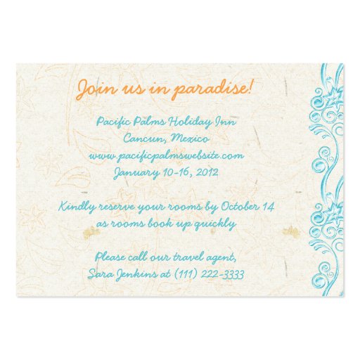 Starfish Wedding Travel Information Card Business Card
