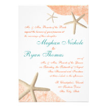 Starfish Wedding Tropical Orange Personalized Invite