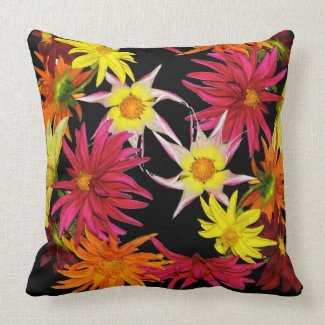 Stargazer Dahlias Throw Pillows