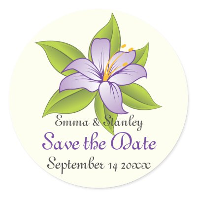 Stargazer lilac purple wedding Save the Date Round Stickers