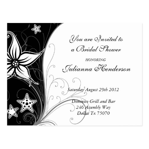 Stargazer Lilly and Starfish Bridal Shower Invite Post Card