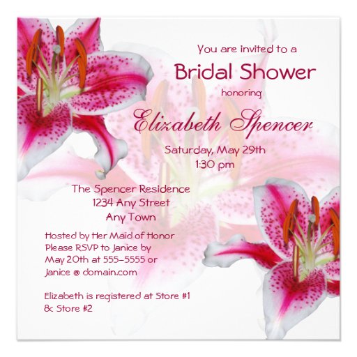 Stargazer Lily Bridal Shower Invitation