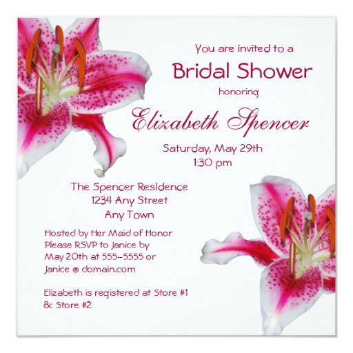 Stargazer Lily Bridal Shower Invitation Zazzle