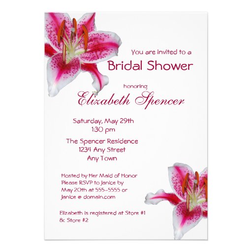Stargazer Lily Bridal Shower Invitation