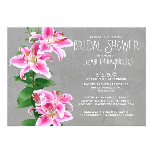 Stargazer Lily Bridal Shower Invitations