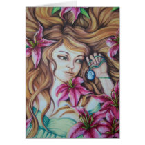 Stargazer Lily Goddess Fantasy Note Cards cards
