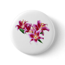 Stargazer Lily Heart Button