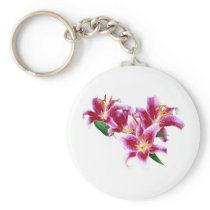 Stargazer Lily Heart Keychain