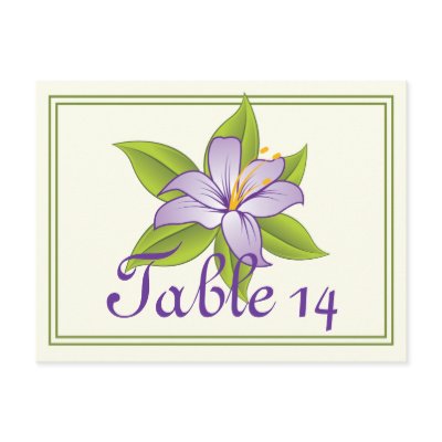 Stargazer lily lilac purple wedding table number postcards