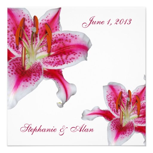 Stargazer Lily On White Wedding Invitation