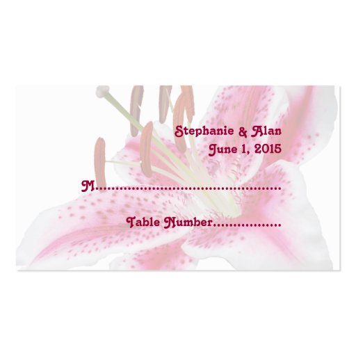 Stargazer Lily Wedding Place Cards Business Card Templates (front side)